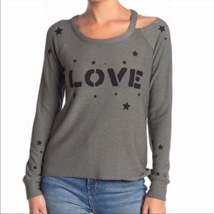 Chaser Safari Green Love Stars Cozy Sweatshirt